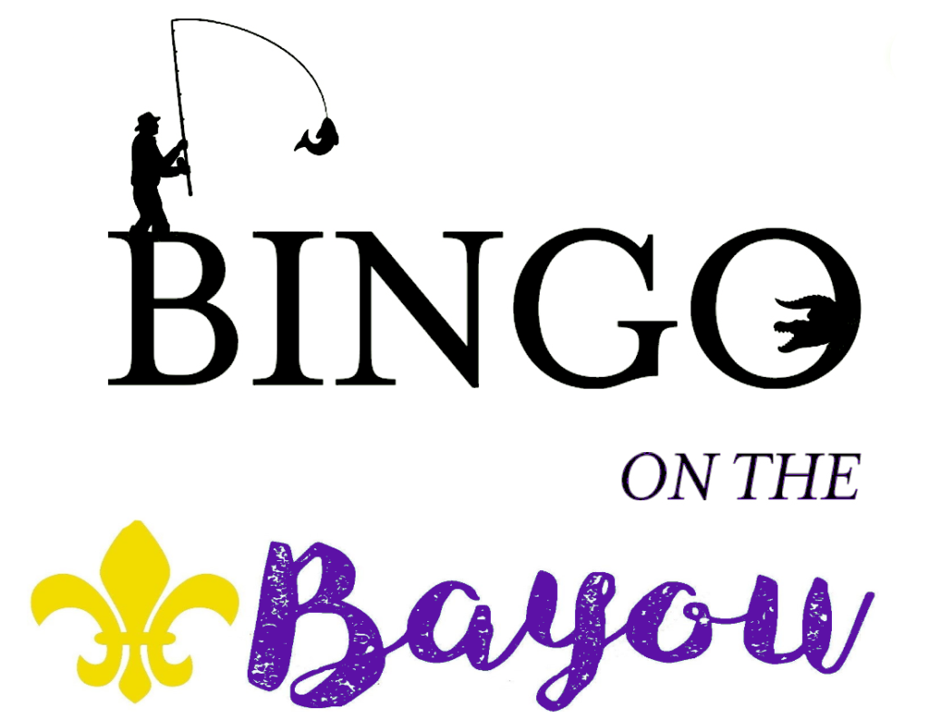 bingo on the bayou logo with fisherman and fleur de lis